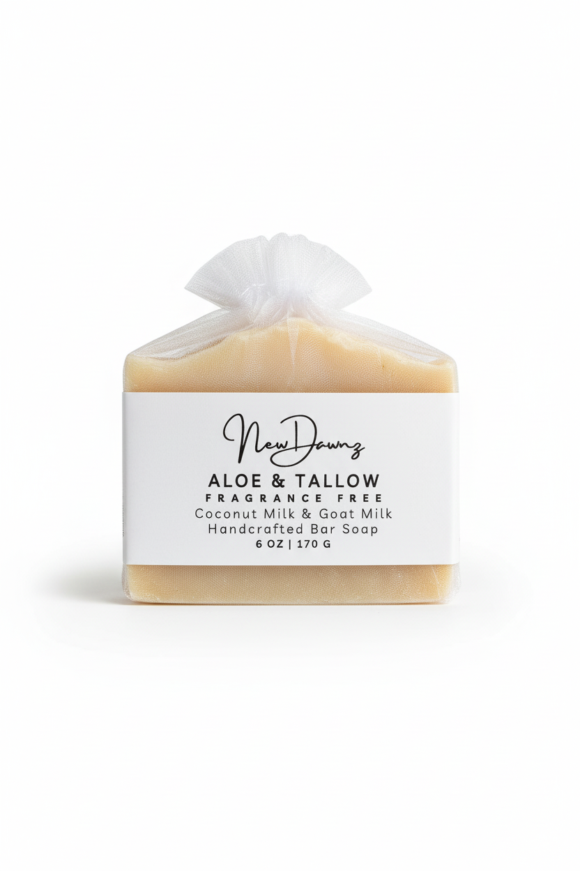 Aloe & Tallow Bar Soap Fragrance Free For Sensitive & Eczema Prone Skin